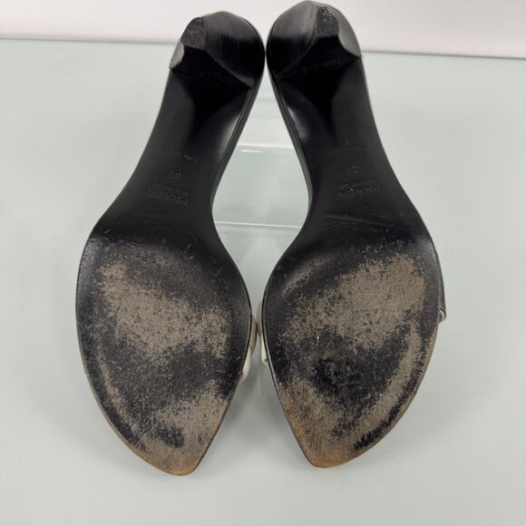 PRADA Kitten Heel Slip on Mules Black White Made in Italy Womens 7.5 - 38 EU - Picture 6 of 8